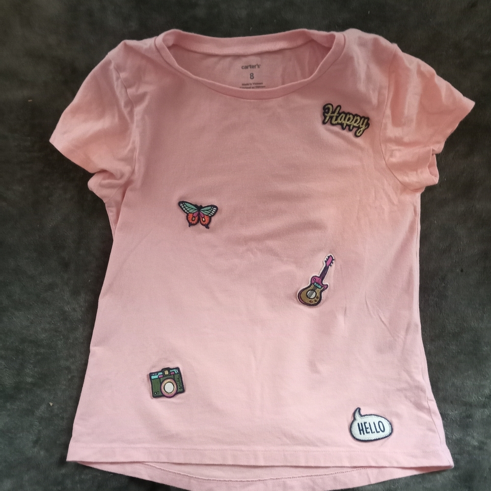 Pre loved Carter's girl size 8 pink shirt.